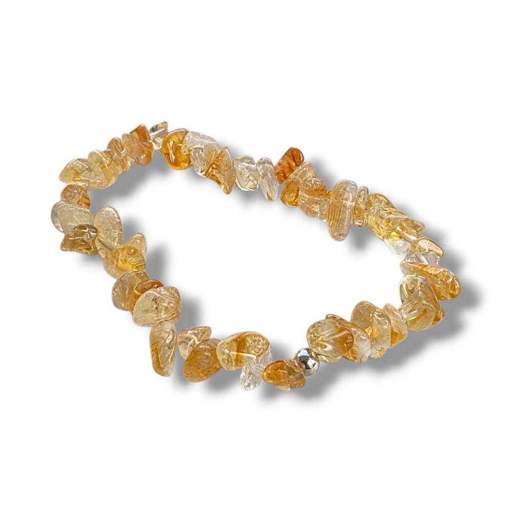 KJC HSN 925 Sterling Silver Genuine Stone Citrine stretch Bracelet‎ 7” New